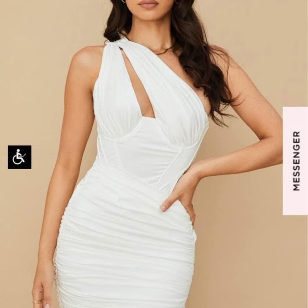 Elegant White One-Shoulder House of Cb Dress